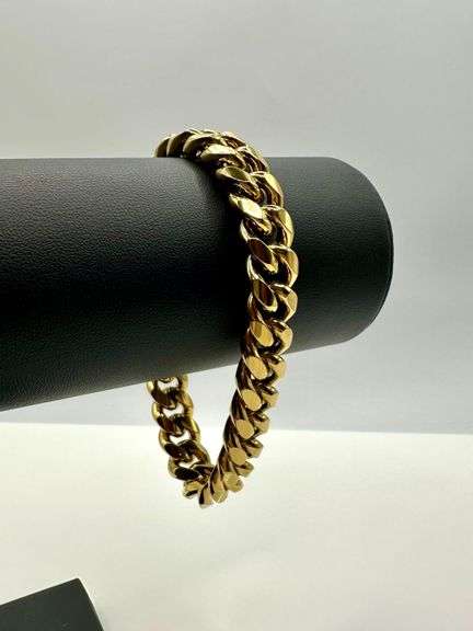 Huge 75.3 Gram Yellow Gold Plate Cuban Curb Link Bracelet