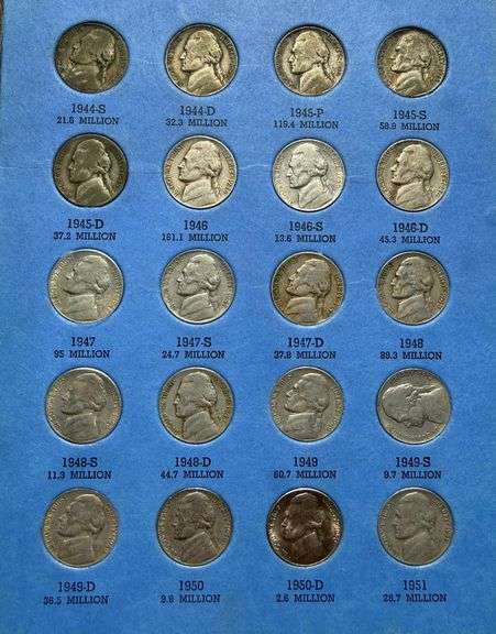Two Jefferson Nickel Sets 1938-1962 Complete