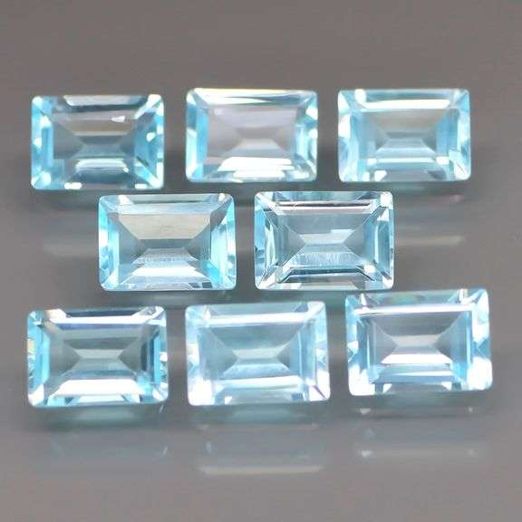 Matched! 8 piece 9.73ct full fire sky blue Topaz set!