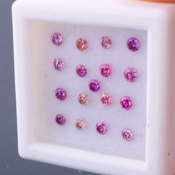 Collectors large sized 17 piece .63ct set of real Pink Diamonds!