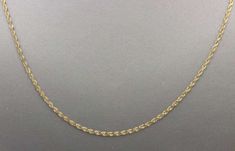 Long Diamond Cut 14K YG Rope Necklace