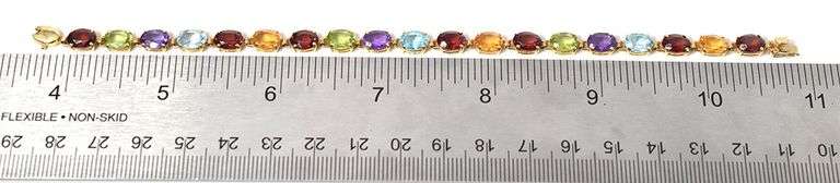 Dazzling 14K Yellow Gold Multi-Gemstone Bracelet