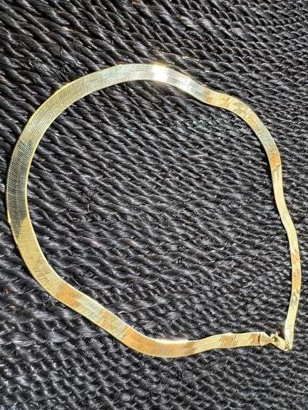 10K Yellow Gold 6mm Herringbone 16" Necklace