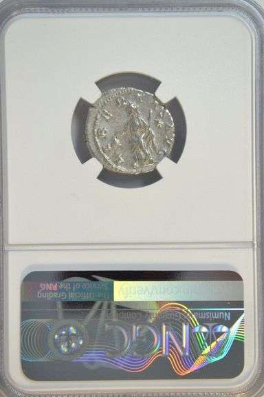 Great Elagabalus Roman Silver Denarius, 218-222 AD. NGC XF