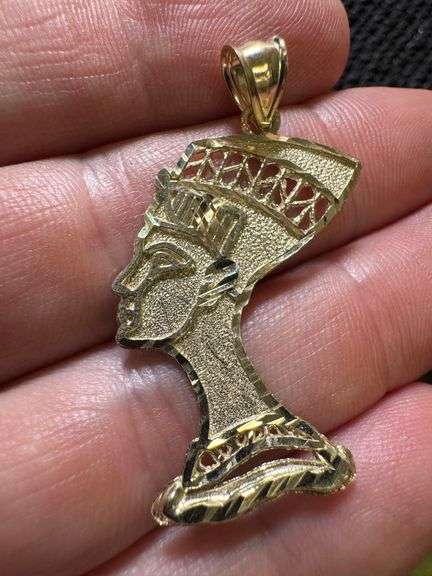 10k Yellow Gold Nefertiti Egyptian Queen Pendant