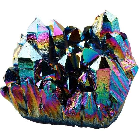Rainbow Aura Quartz Crystal Cluster Titanium Coated