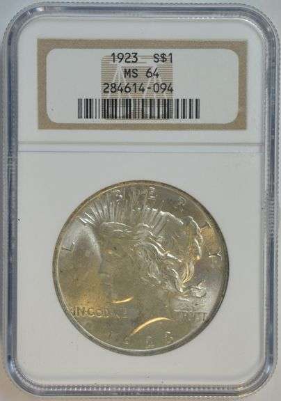 1923 Peace Silver Dollar $1 in NGC Holder MS64 Brilliant Uncirculated Strong Luster