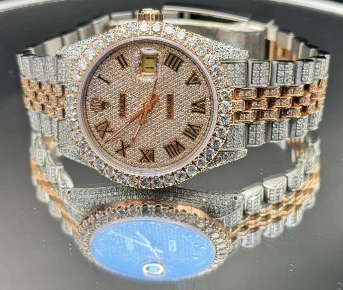ROLEX STAINLESS STEEL GOLD DIAMOND DIAL JUBILEE BAND WATCH 11.5CT