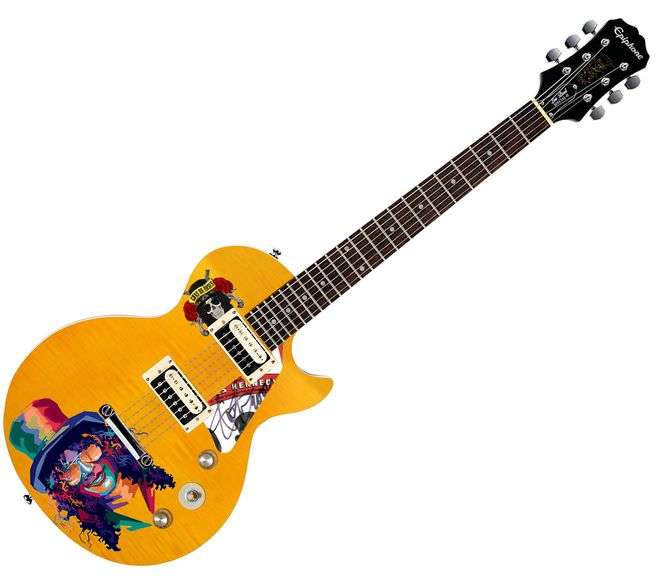 Slash of Guns N Roses Signed Custom Graphics Epiphone AFD Special II Guitar