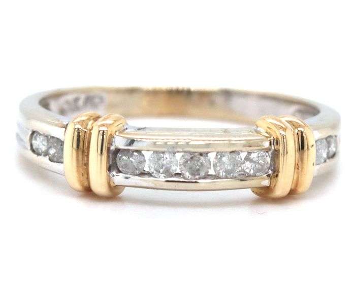 10kt 2 tone gold diamond band