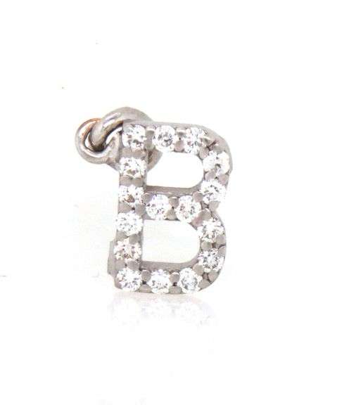 18kt White gold diamond Initial B pendant