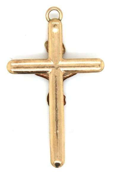 14kt Two tone gold religious cross pendant