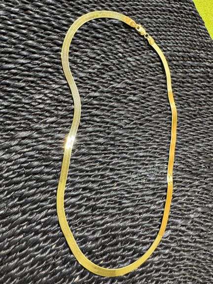 10K Yellow Gold 4mm Herringbone 16" Necklace