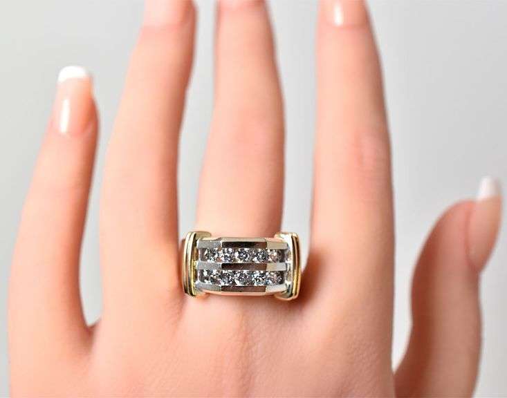 Sparkling 14K White and Yellow Gold Approx. 1.00CTW Diamond Ring