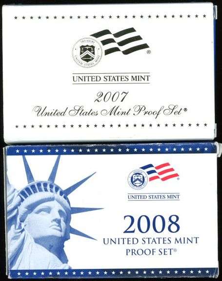 2 Different US Proof Sets: 2007 & 2008