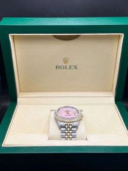 ROLEX STAINLESS STEEL GOLD DIAMOND DIAL JUBILEE BAND WATCH 10.5CT