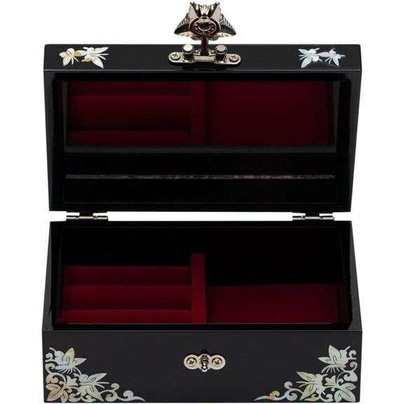 Mother of Pearl Jewelry Box with Mirror Handmade Storage