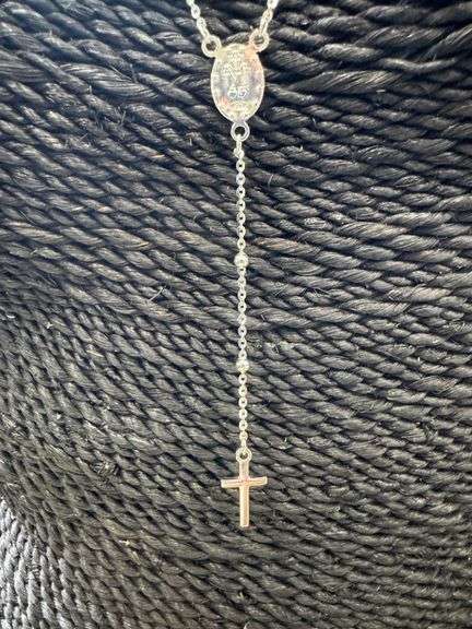 Sterling Silver 925 Italian Rosary 18" Necklace
