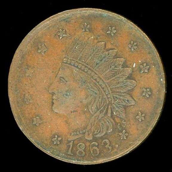 1863 Indian Head “Not One Cent” Patriotic Civil War Token
