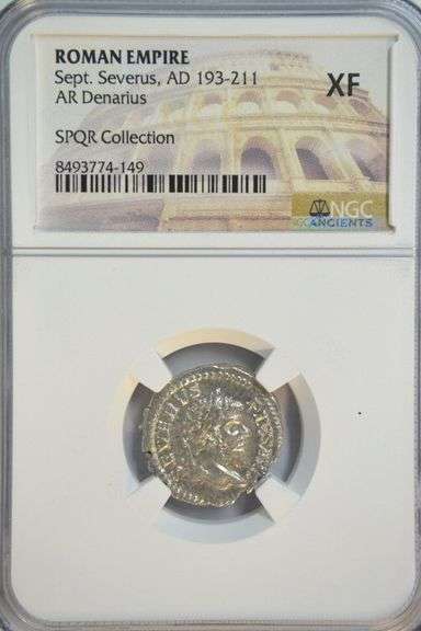 Crisp NGC XF graded Septimius Severus Roman Silver Denarius, 193-211