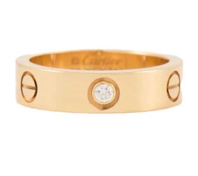 Cartier Classic 3 Diamonds Love Band Ring in 18K