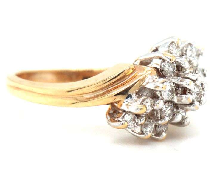 Sparkling 14K YG Waterfall Diamond Cluster