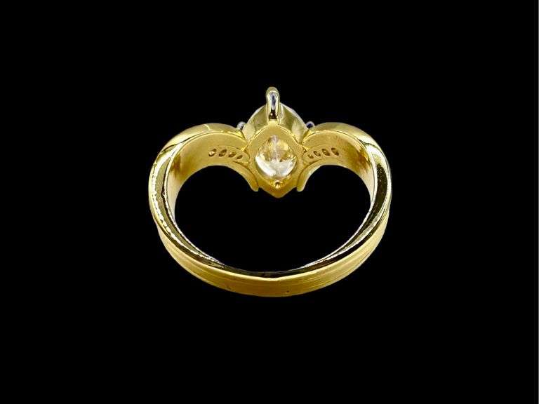 WOW!!! Ladies Sparkling Yellow Gold Plated 3.75 Ct Marquis Cut CZ Ring