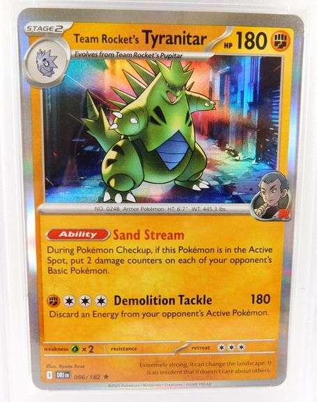 Pokémon 2025 Team Rockets Tyranitar Holo Card, 9 Mint