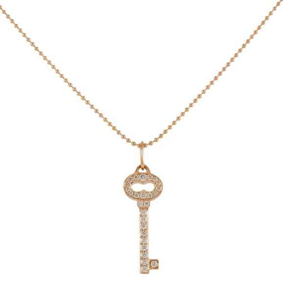 Tiffany & Co. 0.15ctw Diamond Vintage Oval Key Pendant Necklace in 18K
