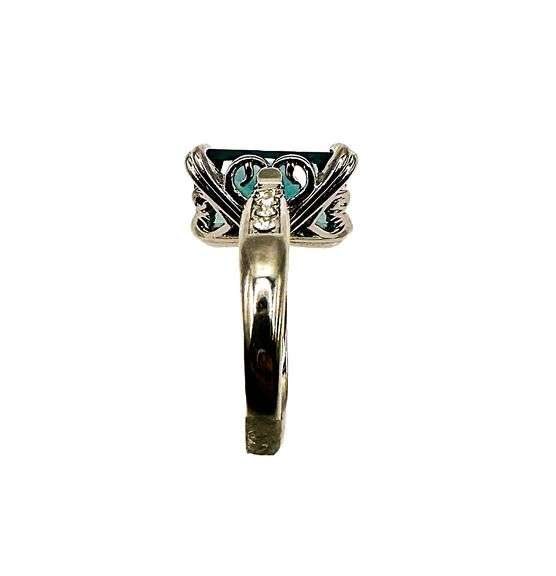 Dazzling 14 Kt White Gold Plate 6.5 Ct Simulated London Blue Topaz Ring