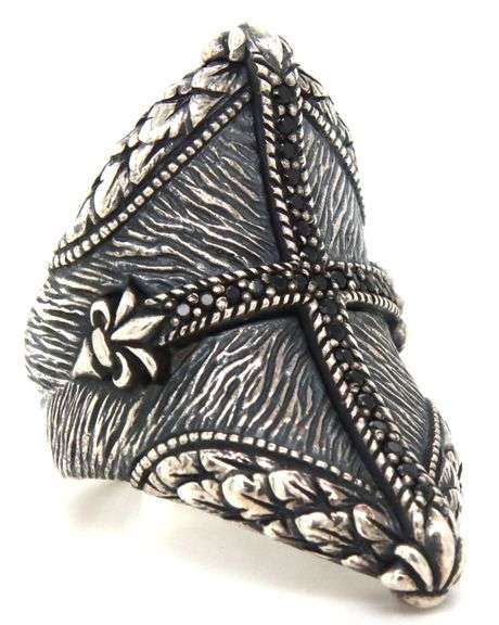 Scott Kay black sapphire cross saddle ring