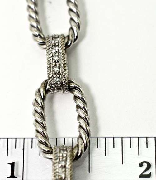 Stunning 14K White Gold Link Bracelet with Diamonds