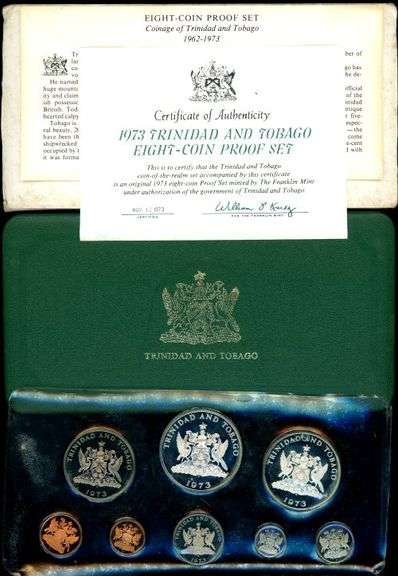 1973 Trinidad and Tobago Franklin Mint 8-Piece Silver Proof Set