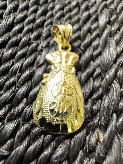 10K Yellow Gold Money Bag Pendant