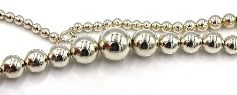 925 Sterling silver Graduated silver bead necklace