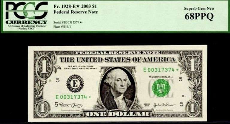 Superb Crisp 2003 $1 Star Note Richmond PCGS 68- Grade Rarity!