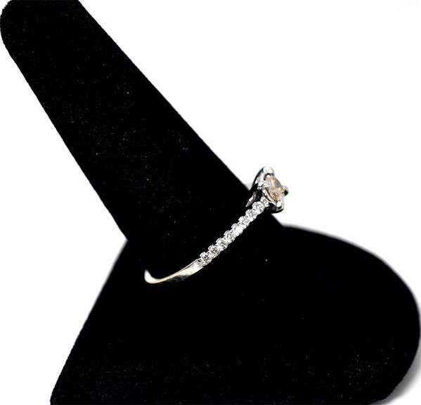 Dazzling 14K White Gold Approx 0.26CTX Yellow and White Diamond Ring