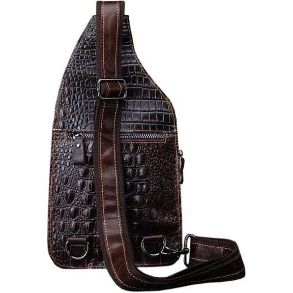 Crocodile Leather Sling Bag Crossbody Travel Bag