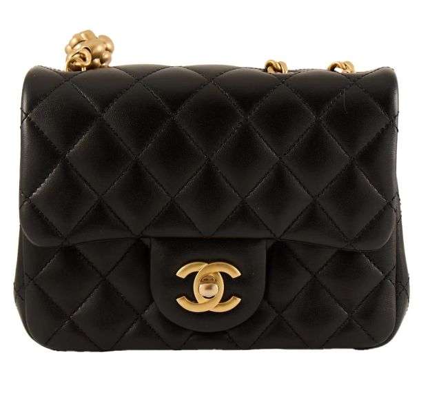 Chanel, Black Lambskin, Mini Sweet Camellia Flap Shoulder Bag