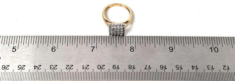 Sparkling 10K Yellow and White Gold Diamond Ring