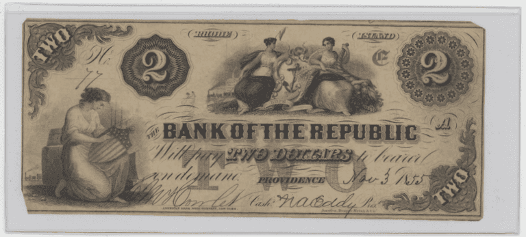 Rhode Island Providence $2 Obsolete Note – Neptune Maritime Vignette – Pre-Civil War Currency