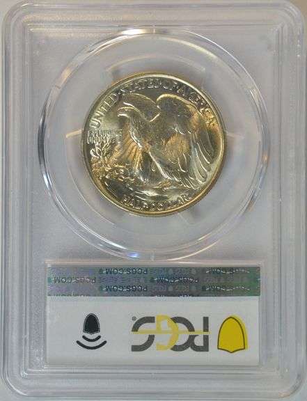 Amazing Gem BU 1944 Walking Liberty Half Dollar. PCGS MS66