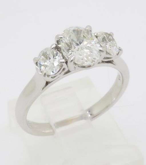 Classic Three Stone Diamond Ring in 18k White Gold