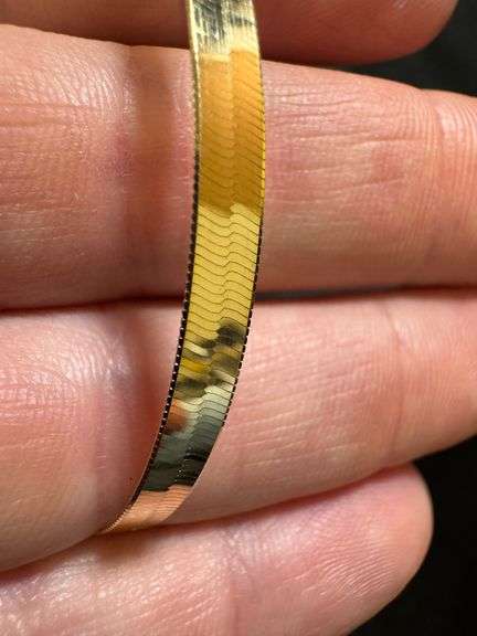 10K Yellow Gold 4mm Herringbone 16" Necklace