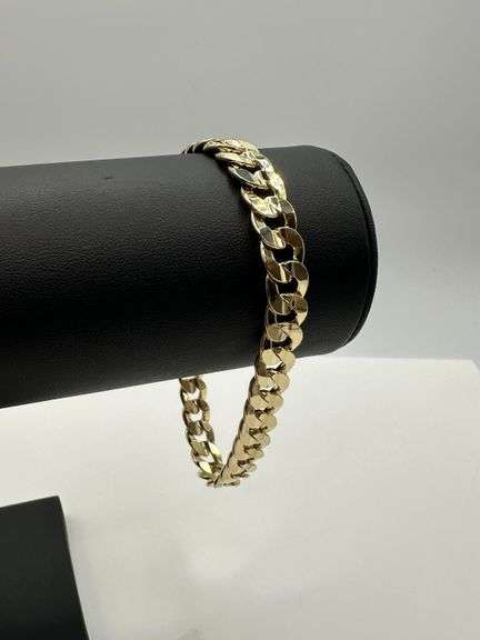 Strong 25.8 Gram 14 Kt Gold Plated Concave Cuban Link Bracelet