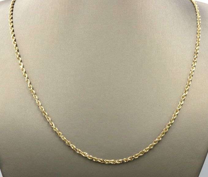 14kt Yellow gold 26-silk Rope chain necklace
