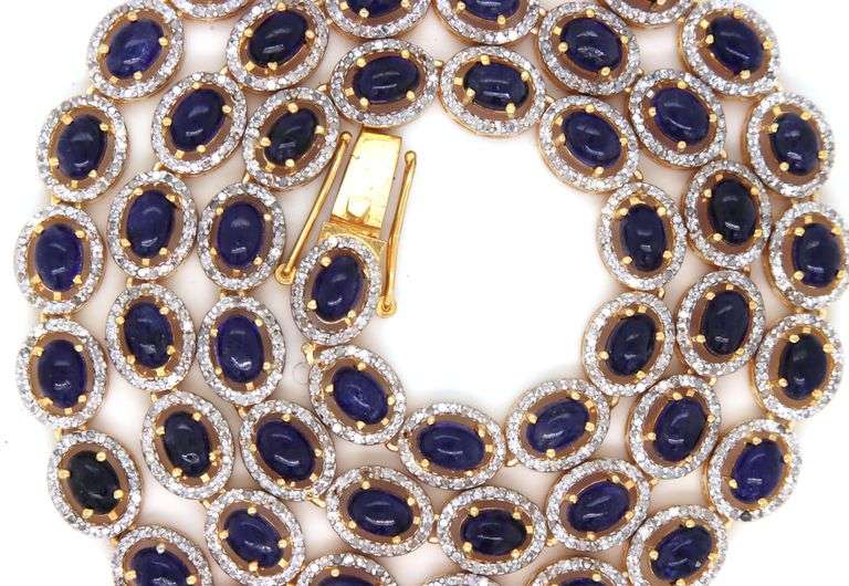 Ravishing Brand new European Direct From Manufacturer 30.00CTW Oval Cabochon-Cut Kyanite & 6.00CTW D