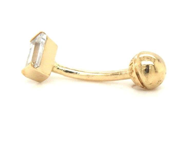 14kt Yellow gold CZ belly ring