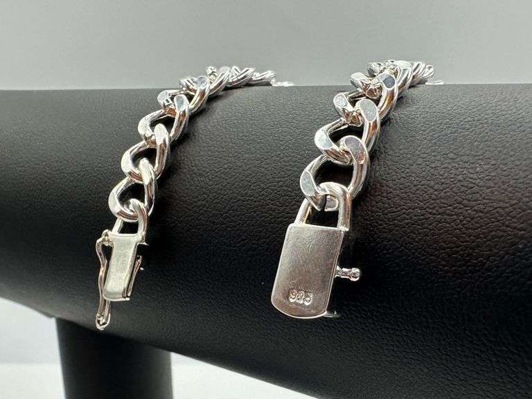 Sharp 18.3 Gram .925 Sterling Silver Plated Cuban Link Bracelet