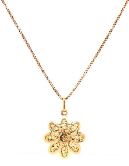 Unusual 14K YG Snowflake Pendant on Necklace